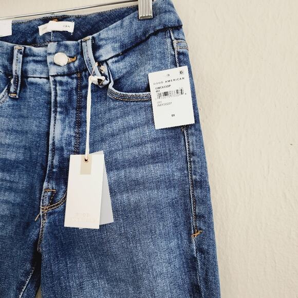 NWT Good American Good Waist Crop High Rise Skinny Jean Denim 00 - Picture 5 of 8